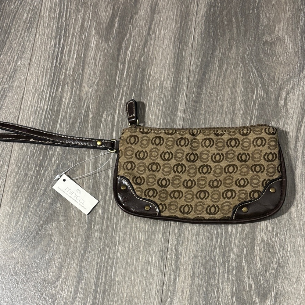 Minicci Tan and Dark Brown Signature Wristlet